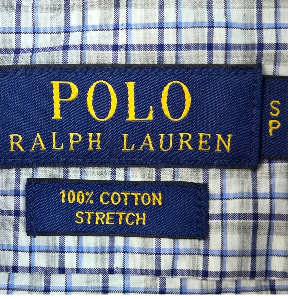 Polo Ralph Lauren Button Down Shirt Mens S Stretch Cotton Check Blue White 80ch - Picture 2 of 8